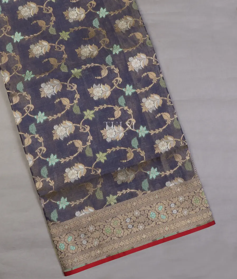 Blue Banaras Tissue Silk Saree T659143-image