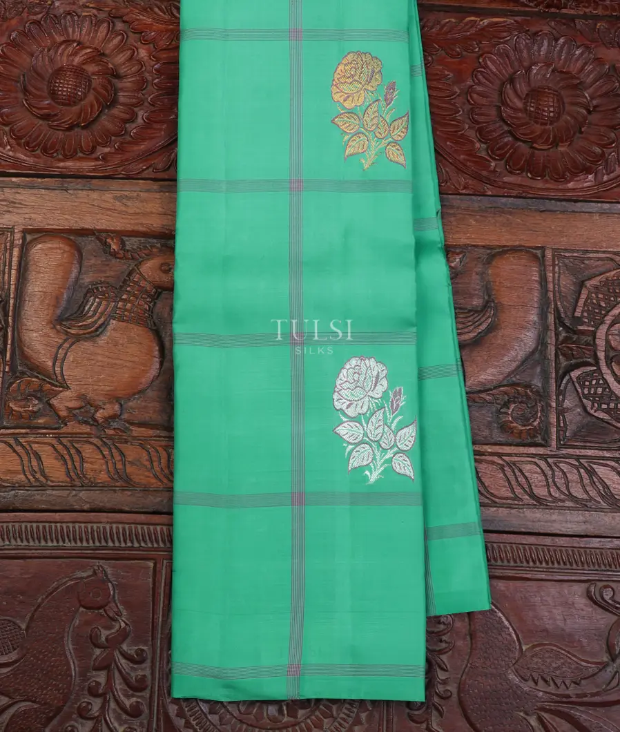 Bluish Green Kanjivaram Silk Saree T637945-image