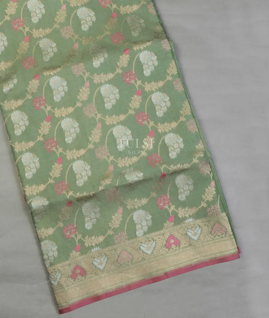 Green Banaras Tissue Silk Saree T659135-image