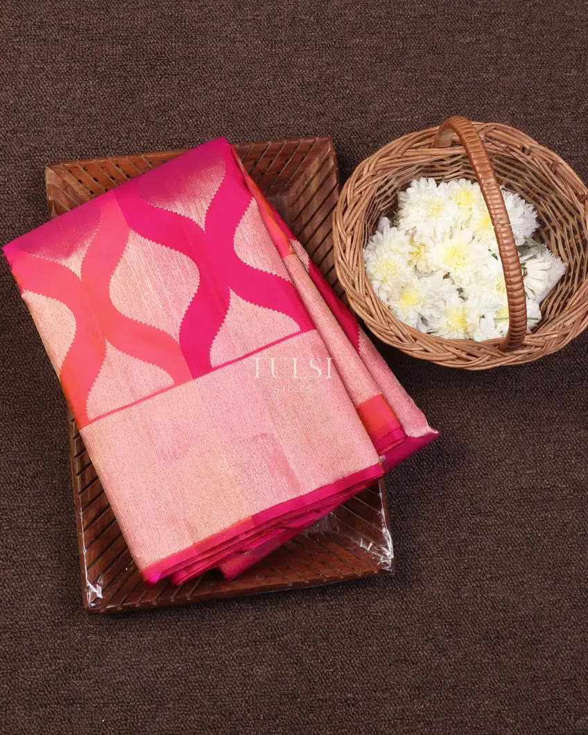 Orange and Pink Kanjivaram Silk Saree T660129-image