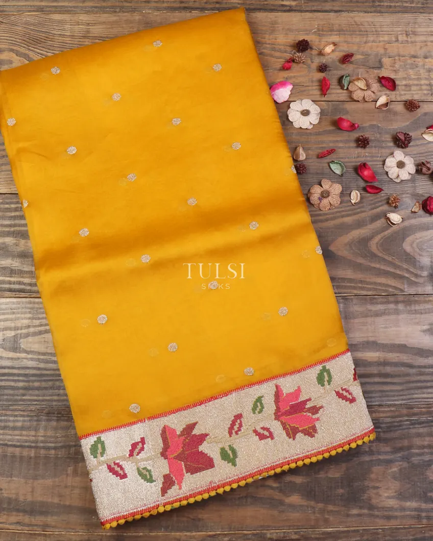 Yellow Kora Organza Embroidery Saree T658125-image