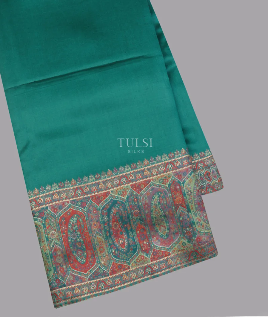 Bluish Green Kashmir Kani Silk Saree T662094-image