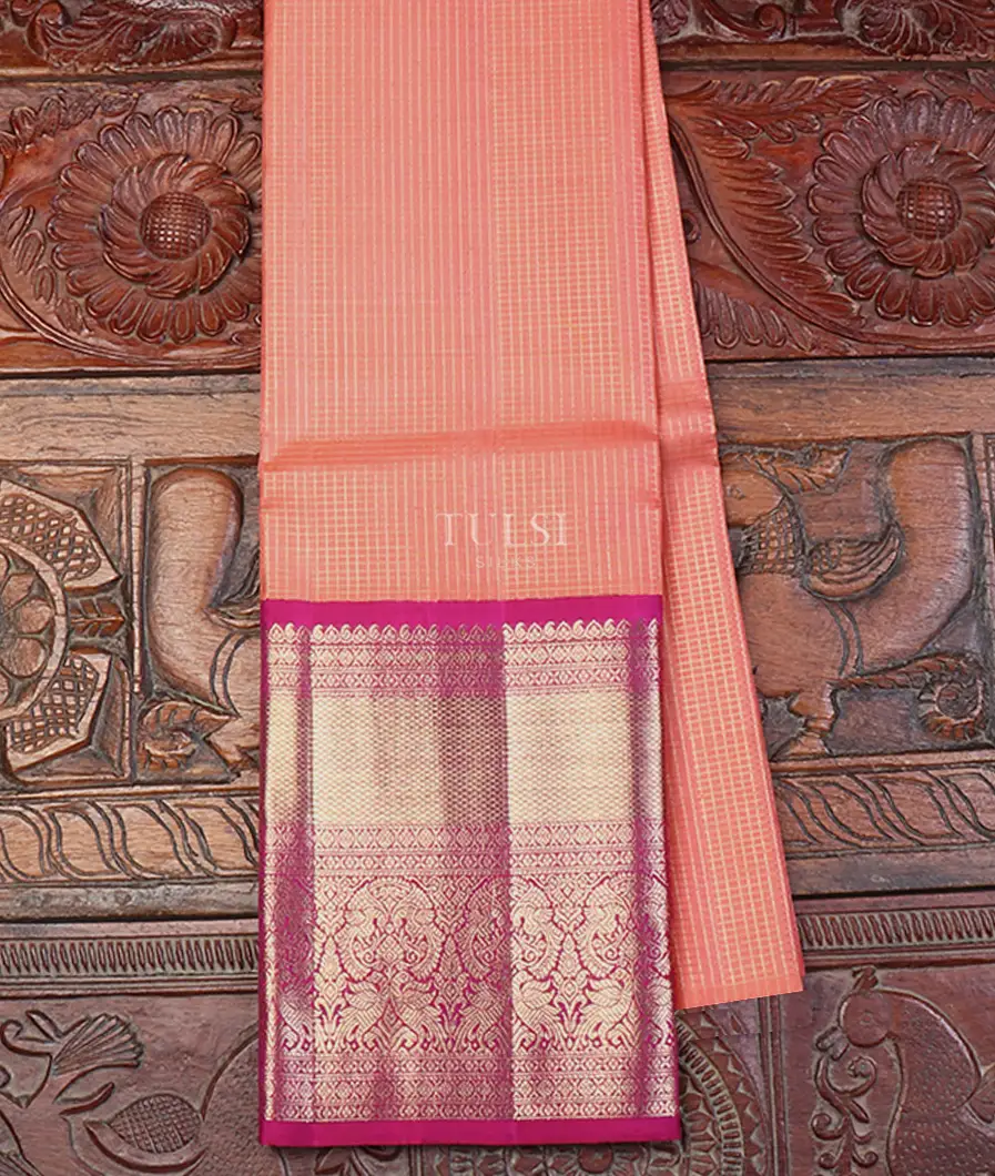 Peach Kanjivaram Silk Pavadai T661146-image
