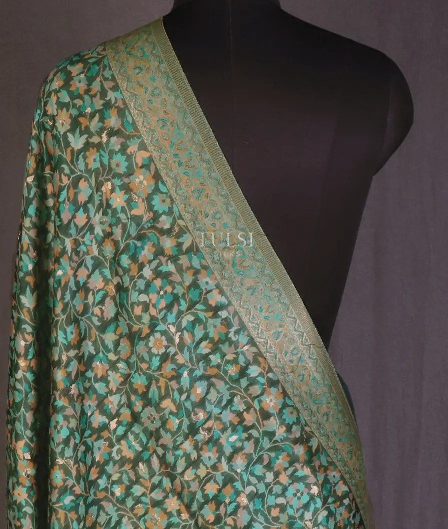 Green Kashmir Kani Silk Dupatta T662129-image