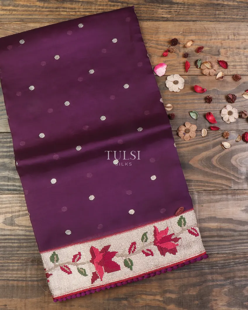 Purple Kora Organza Embroidery Saree T658127-image