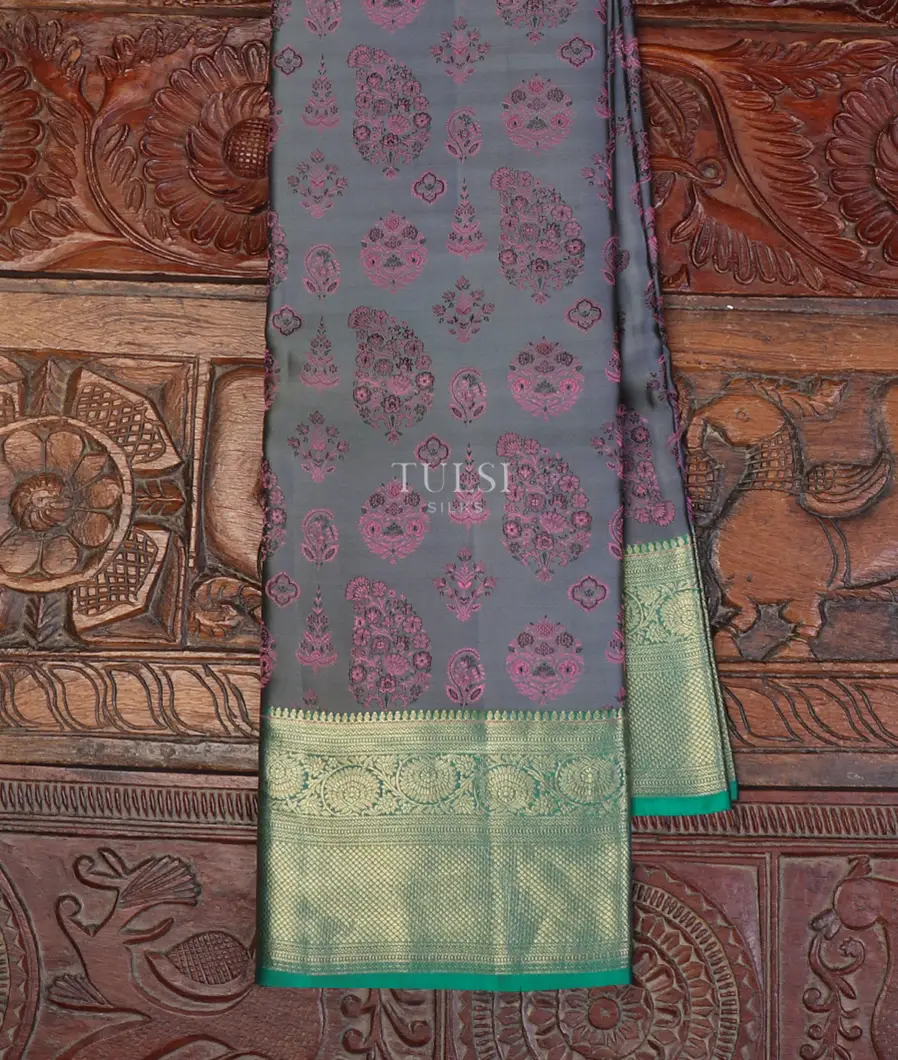 Bluish Grey Soft Silk Saree T549901-1-image