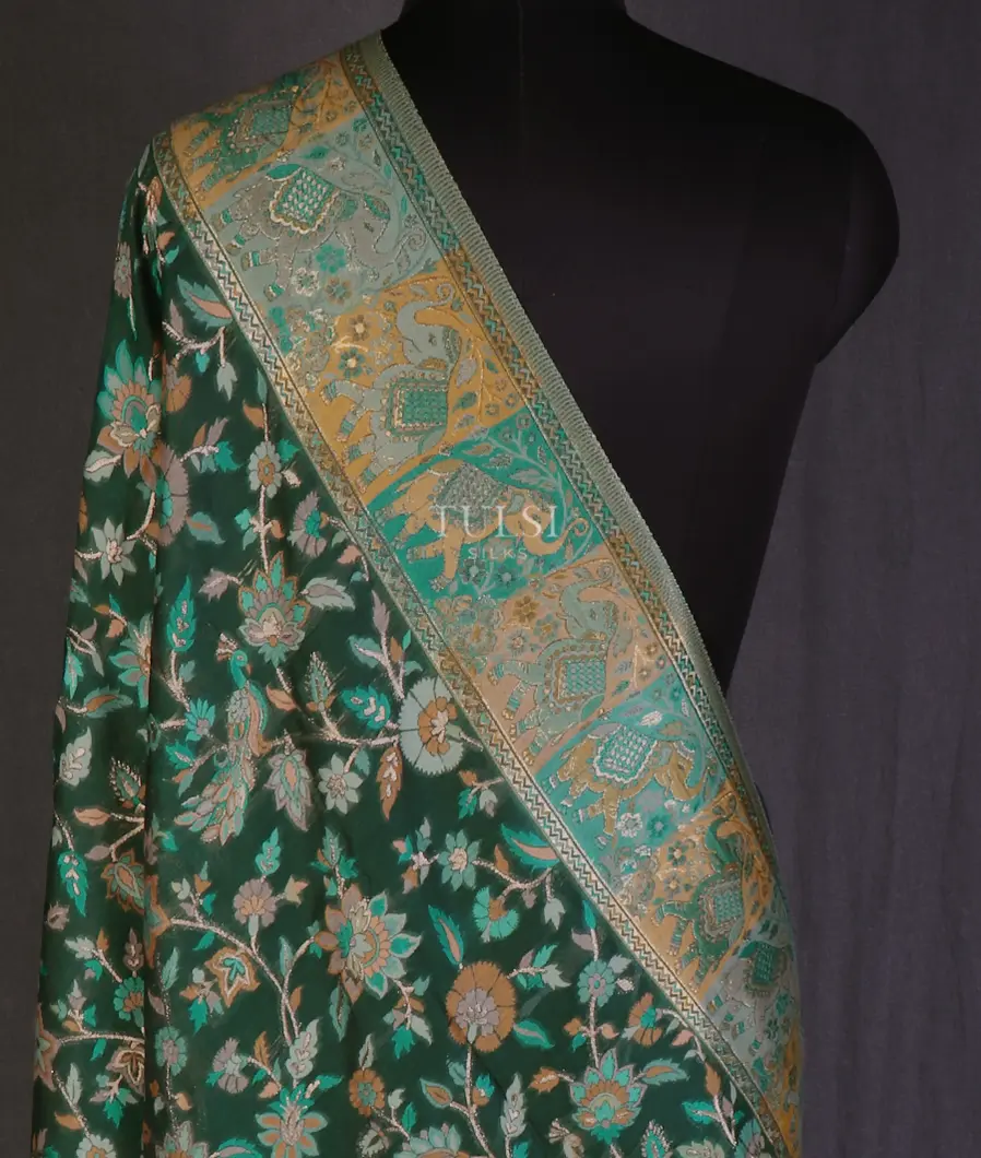 Green Kashmir Kani Silk Dupatta T662107-image