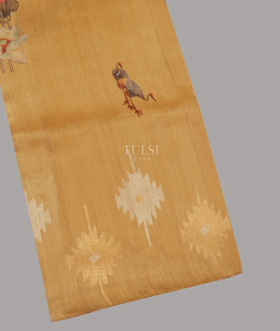 Yellow Tussar Printed Saree T566913-1-image
