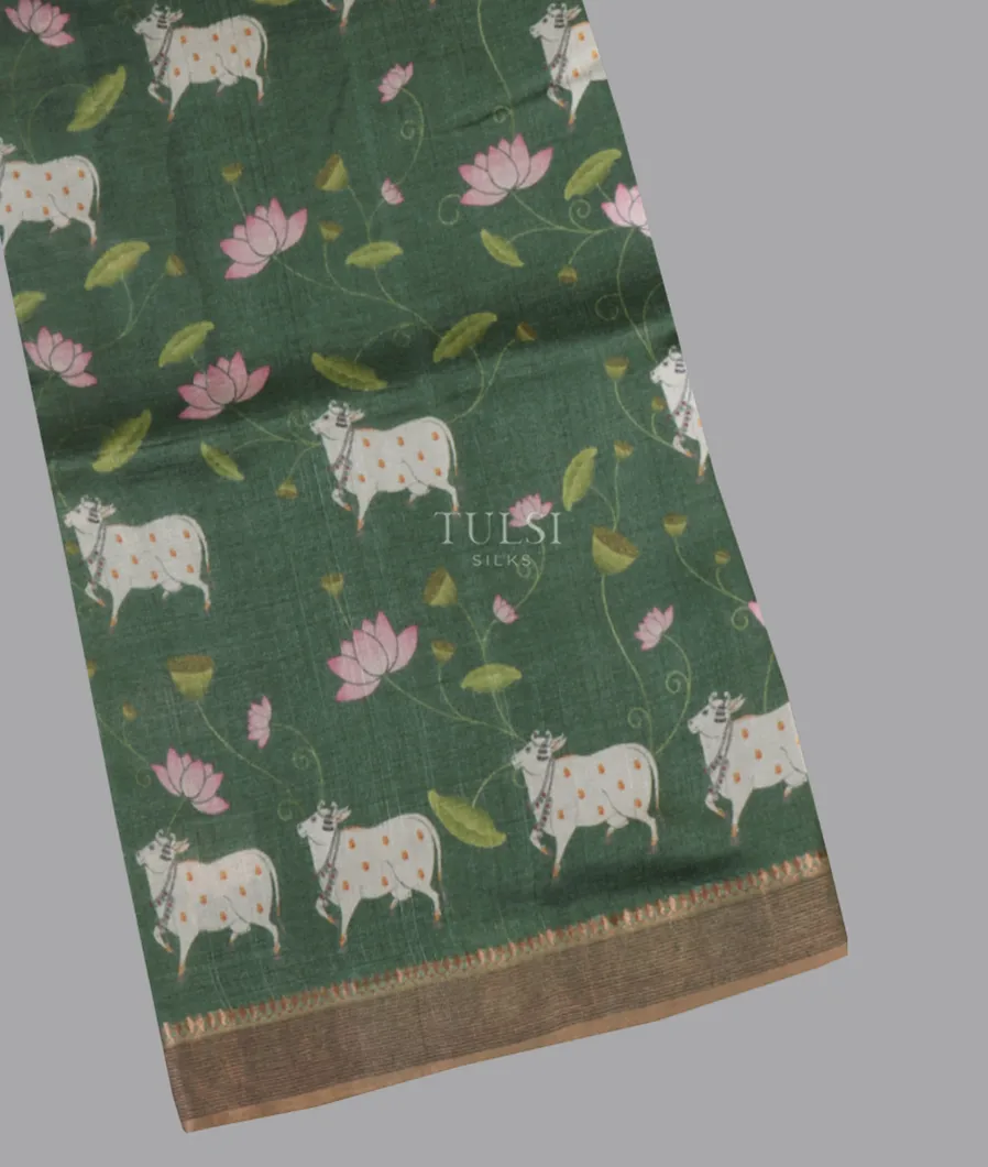 Green Tussar Printed Saree T644615-image