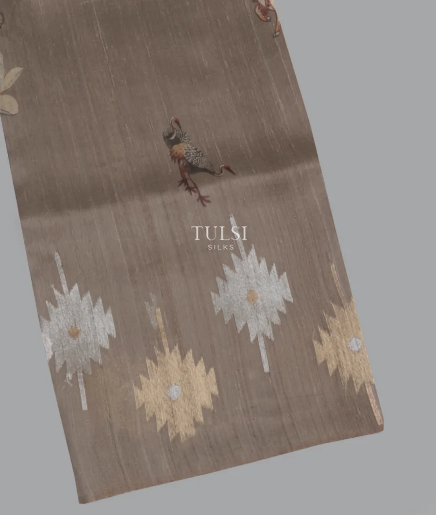 Grey Tussar Printed Saree T566912-image