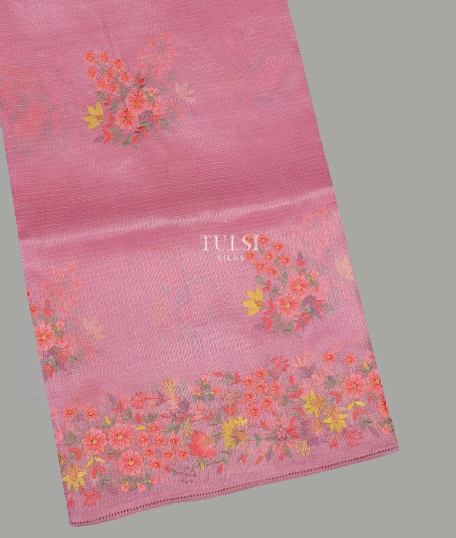 Lavender Pink Silk Kota Embroidery Saree T658793-image