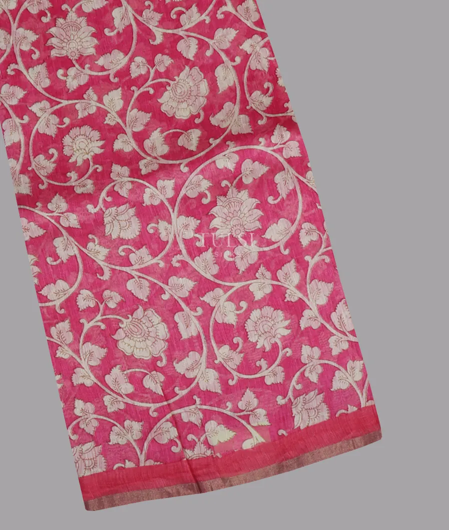 Pink Linen Printed Saree T659424-image