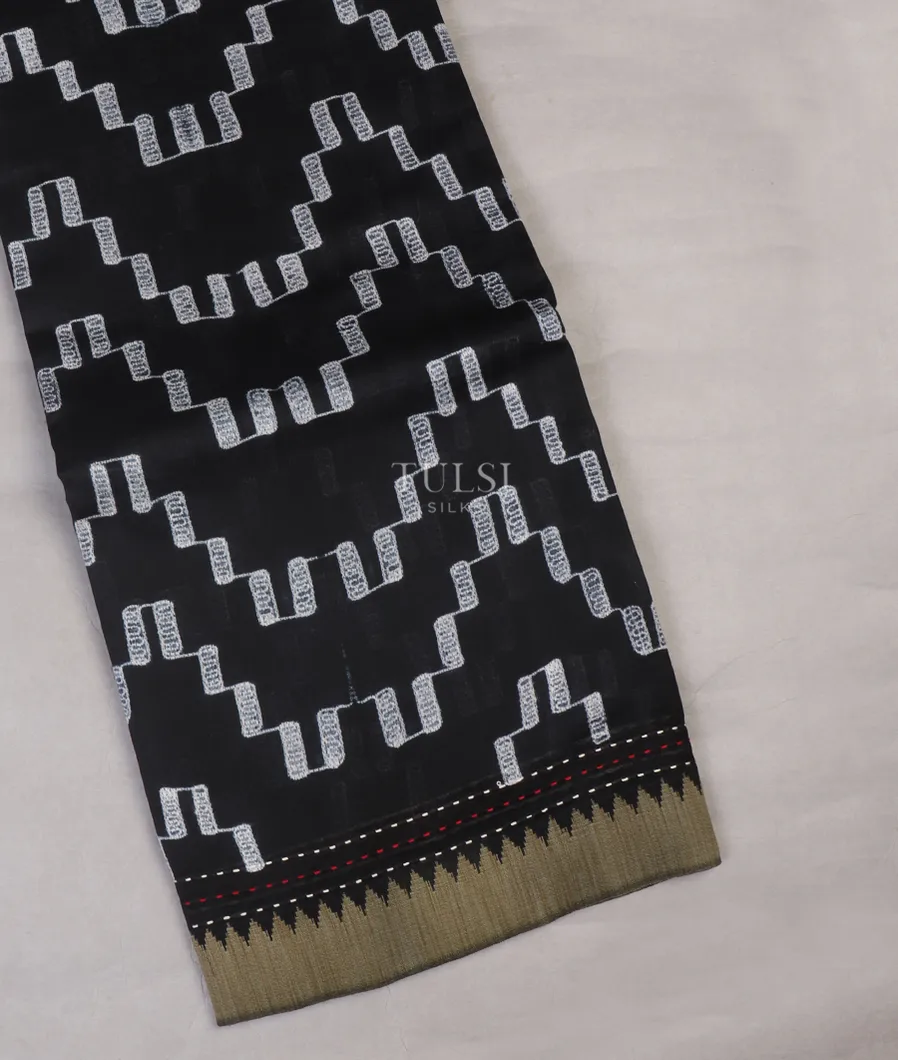 Black Soft Printed Cotton Saree T652672-image