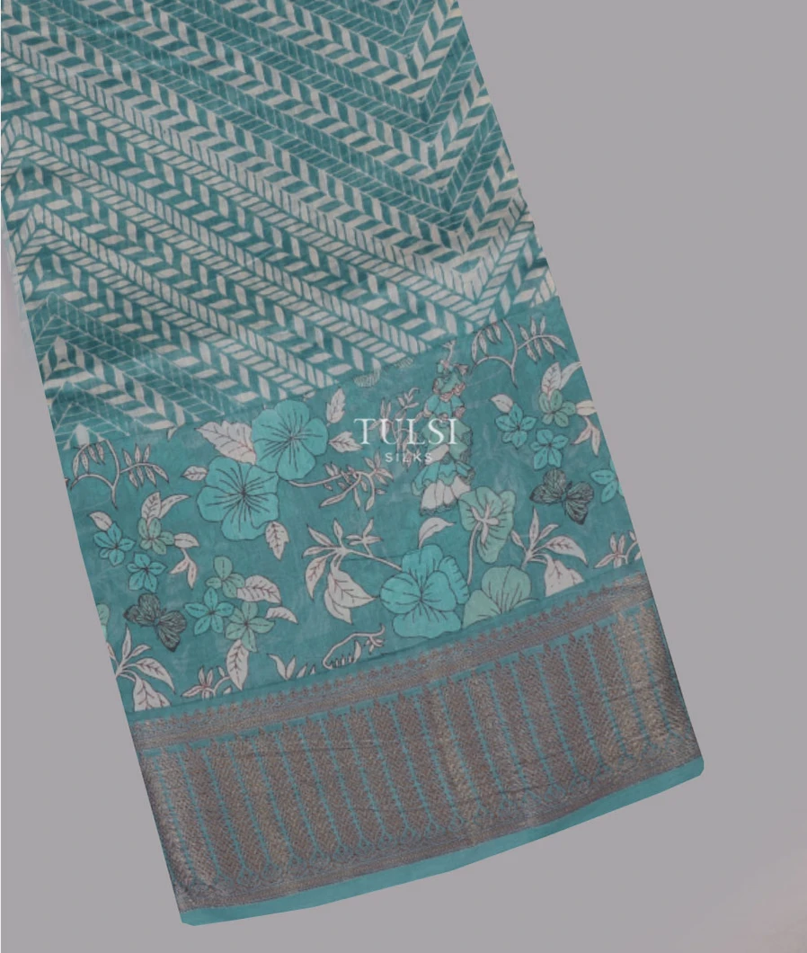 Blue Soft Printed Cotton Saree T655277-image