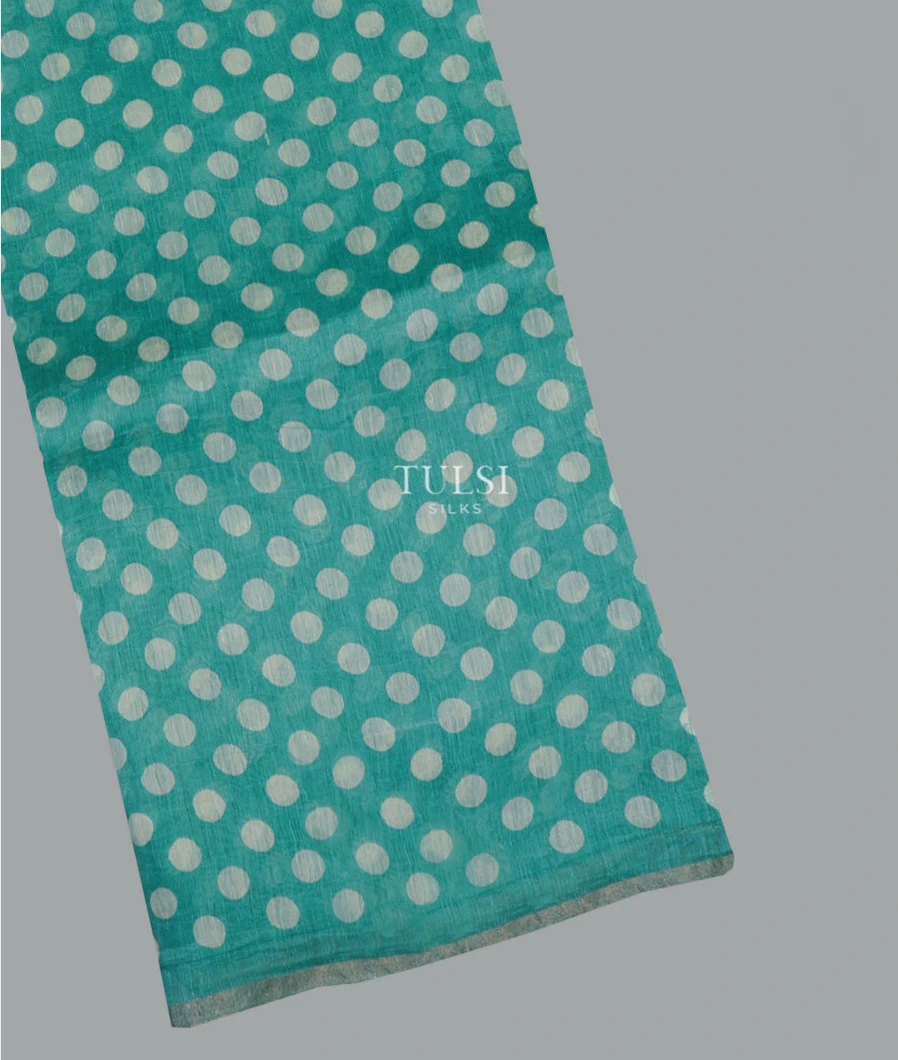 Blue Linen Printed Saree T659435-image