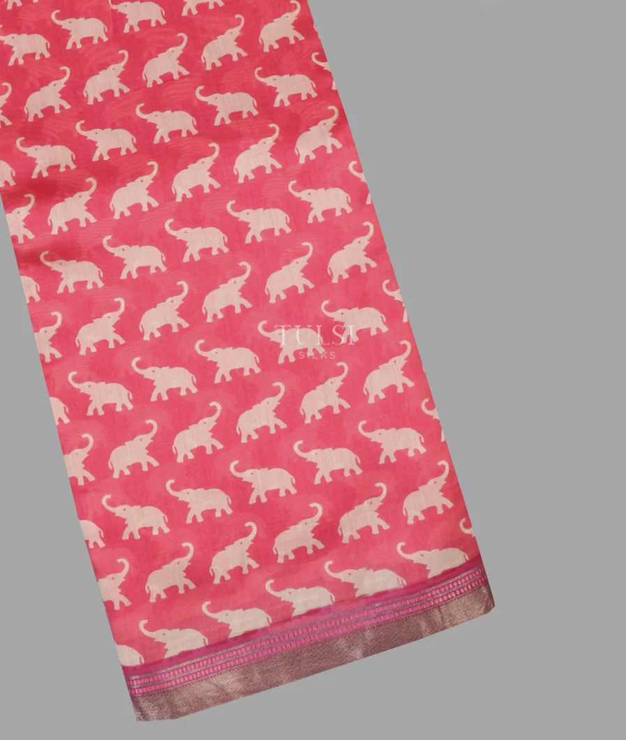 Pink Soft Printed Cotton Saree T657675-image
