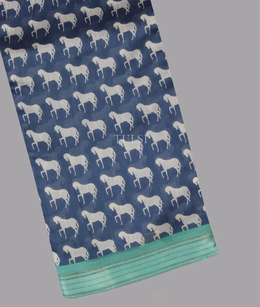 Blue Soft Printed Cotton Saree T657697-image