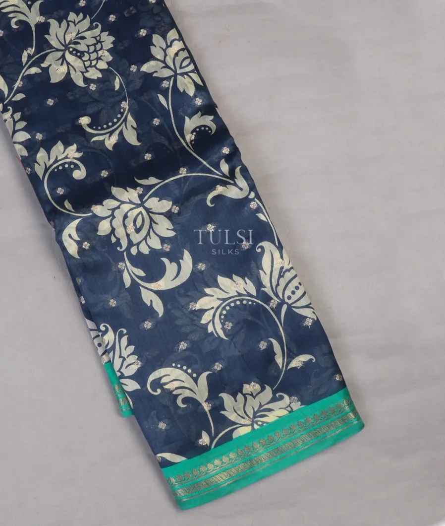 Blue Soft Printed Cotton Saree T649265-image