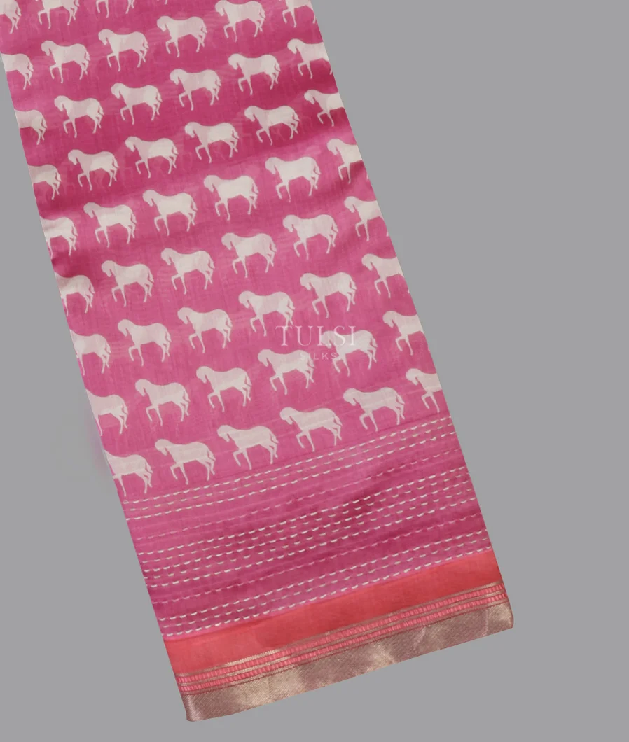 Pink Soft Printed Cotton Saree T592405-image