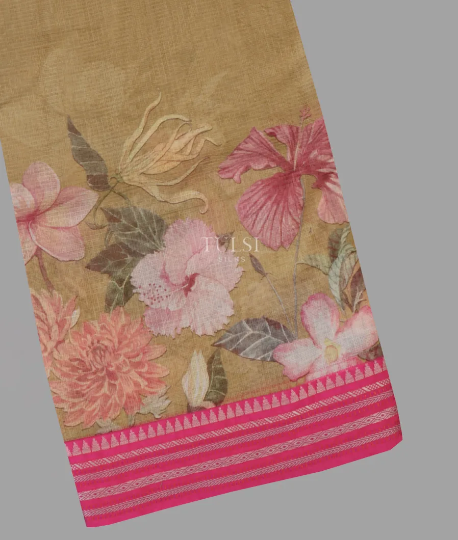 Khaki Pure Mercerised Cotton Saree T662377-image