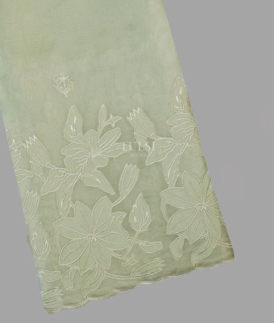 Pale Green Kora Organza Embroidery Saree T659239-image