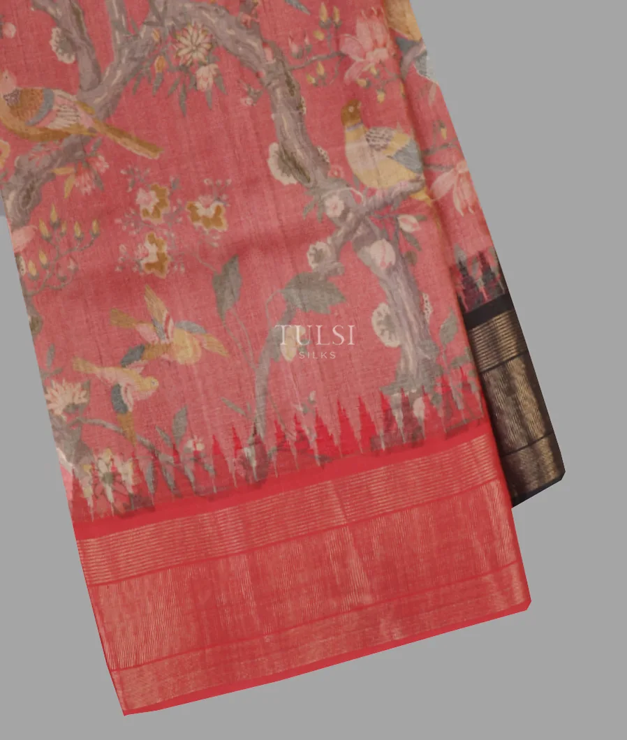 Pink Tussar Printed Saree T654085-image