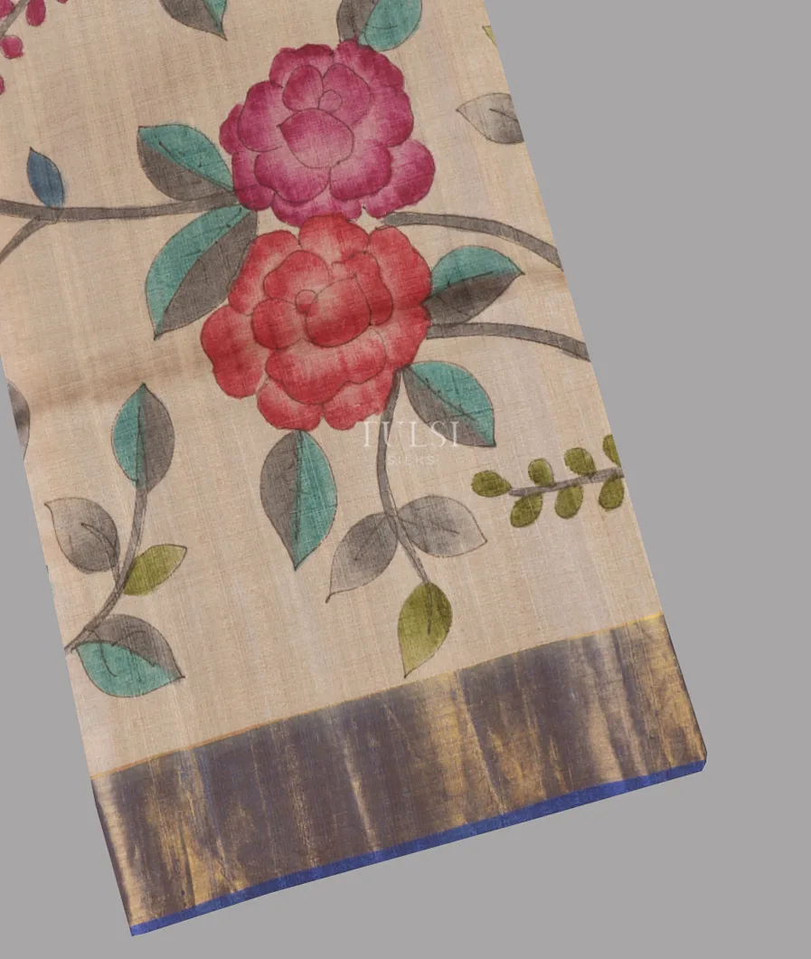 Beige Tussar Printed Saree T653575-image