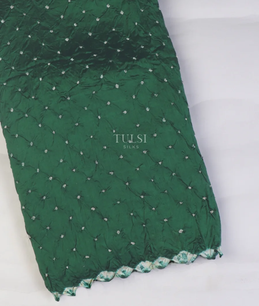 Green Bandhani Tussar Saree T655635-image