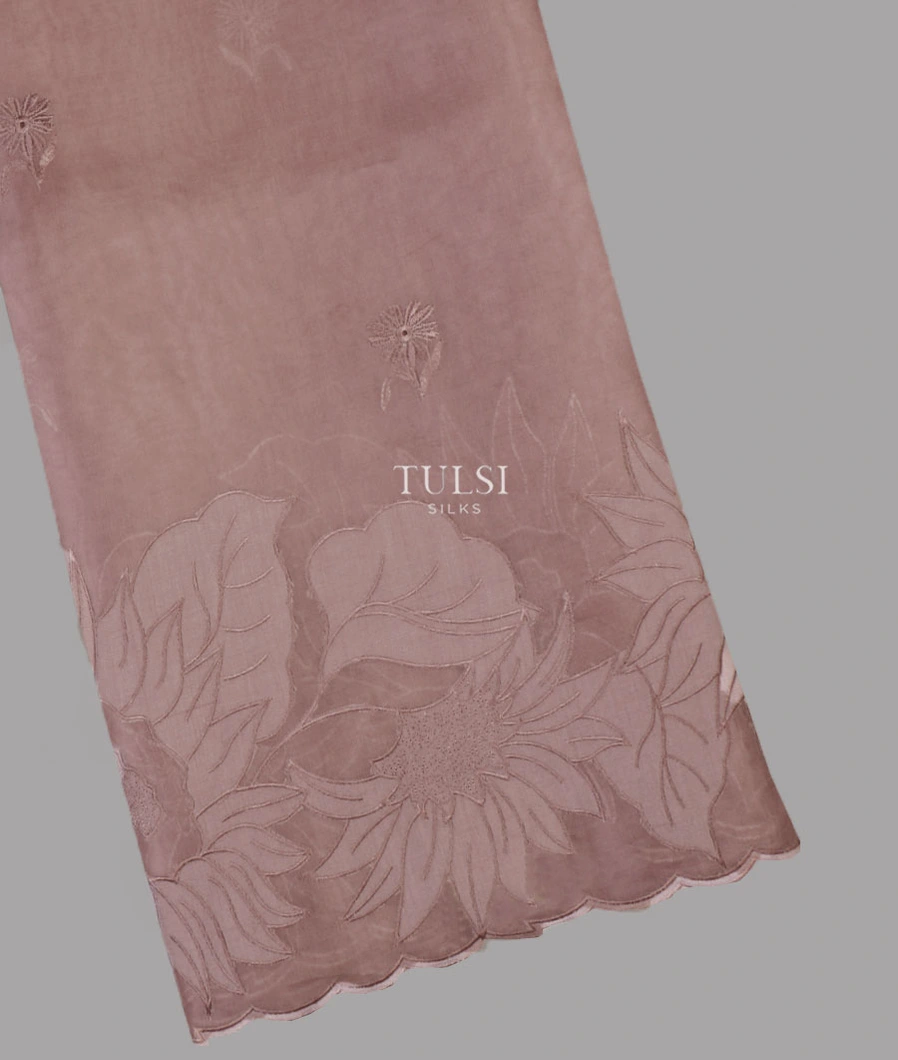 Dusty Pink Kora Organza Embroidery Saree T659243-image