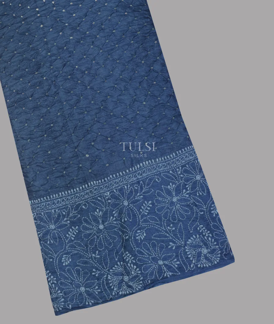 Blue Bandhani Tussar Saree T652776-image