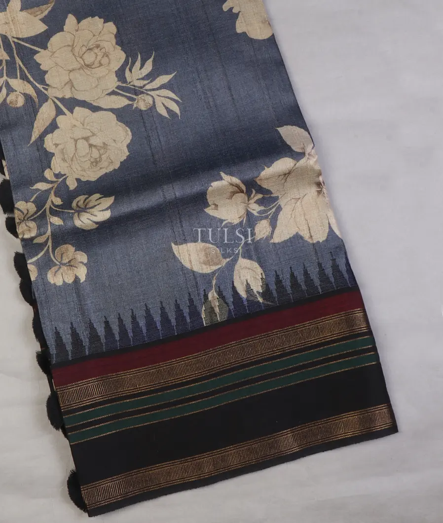 Blue Tussar Printed Saree T662879-image