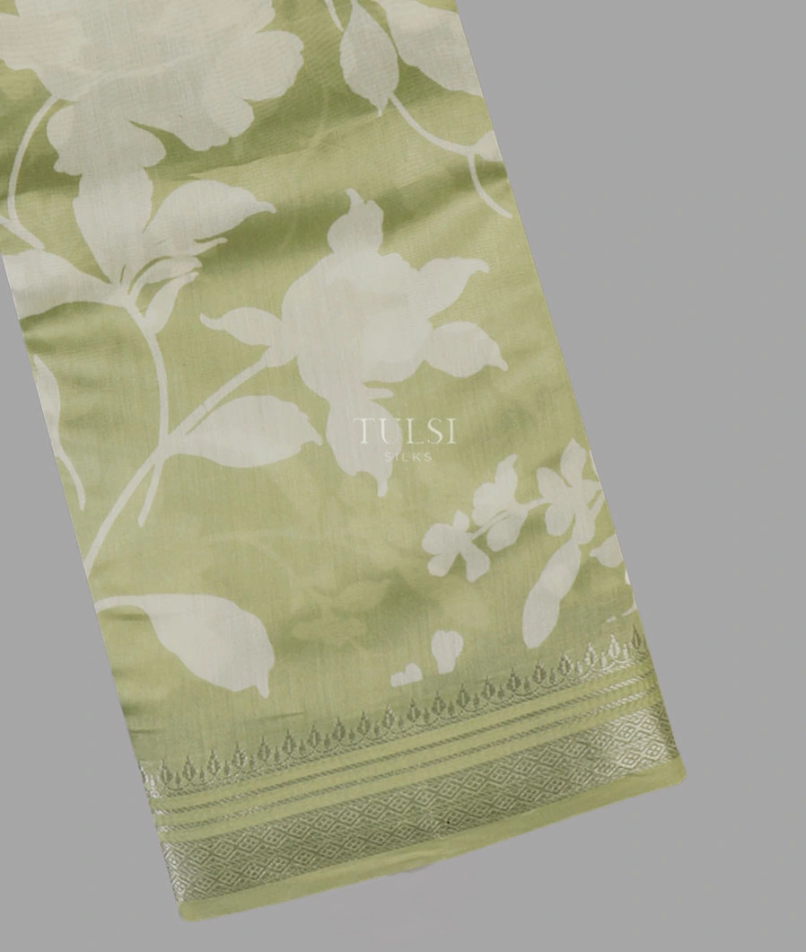 Green Soft Printed Cotton Saree T653941-image