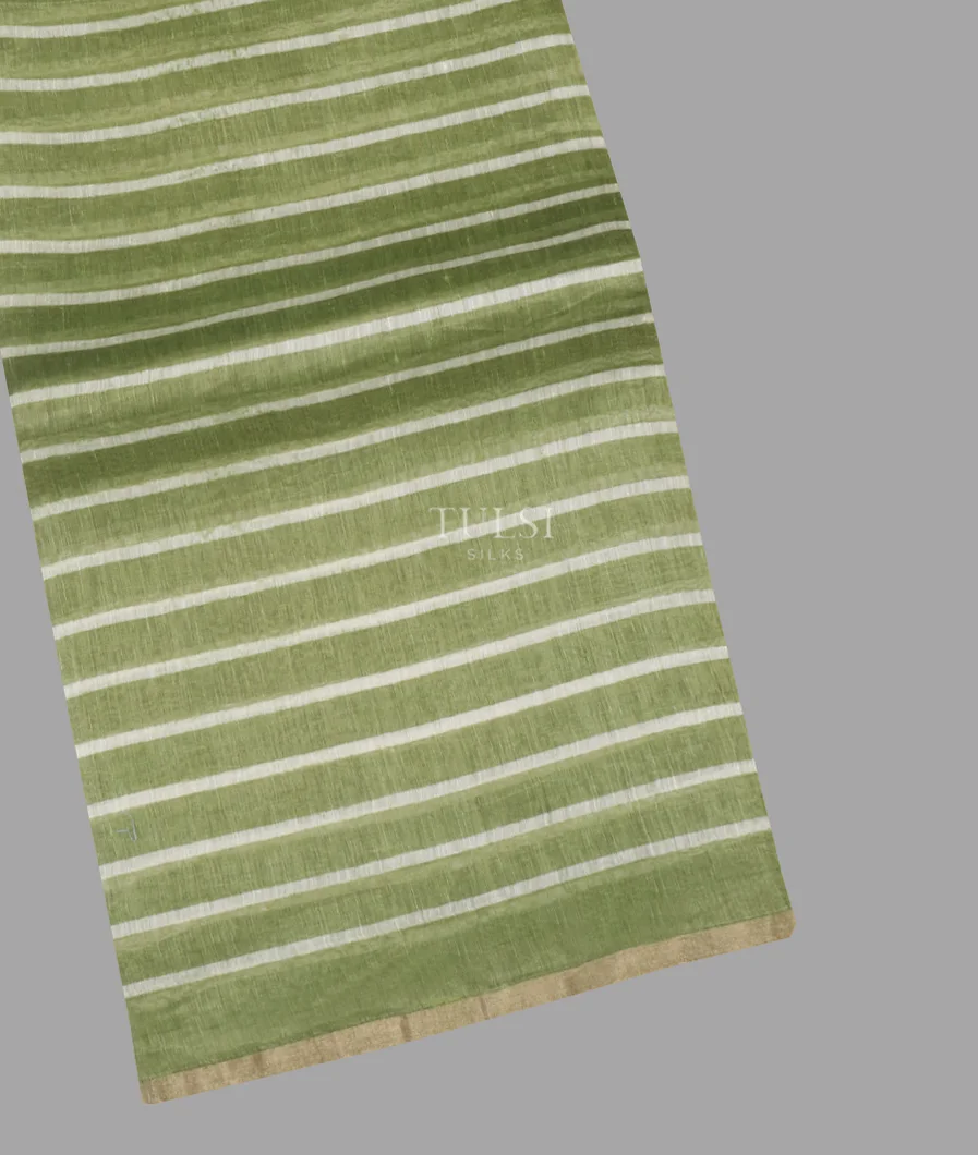 Green Linen Printed Saree T659415-image