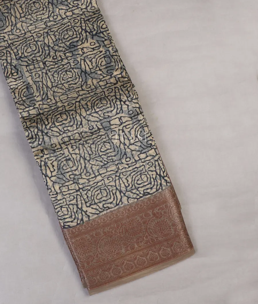 Off-White Soft Printed Cotton Saree T654667-image