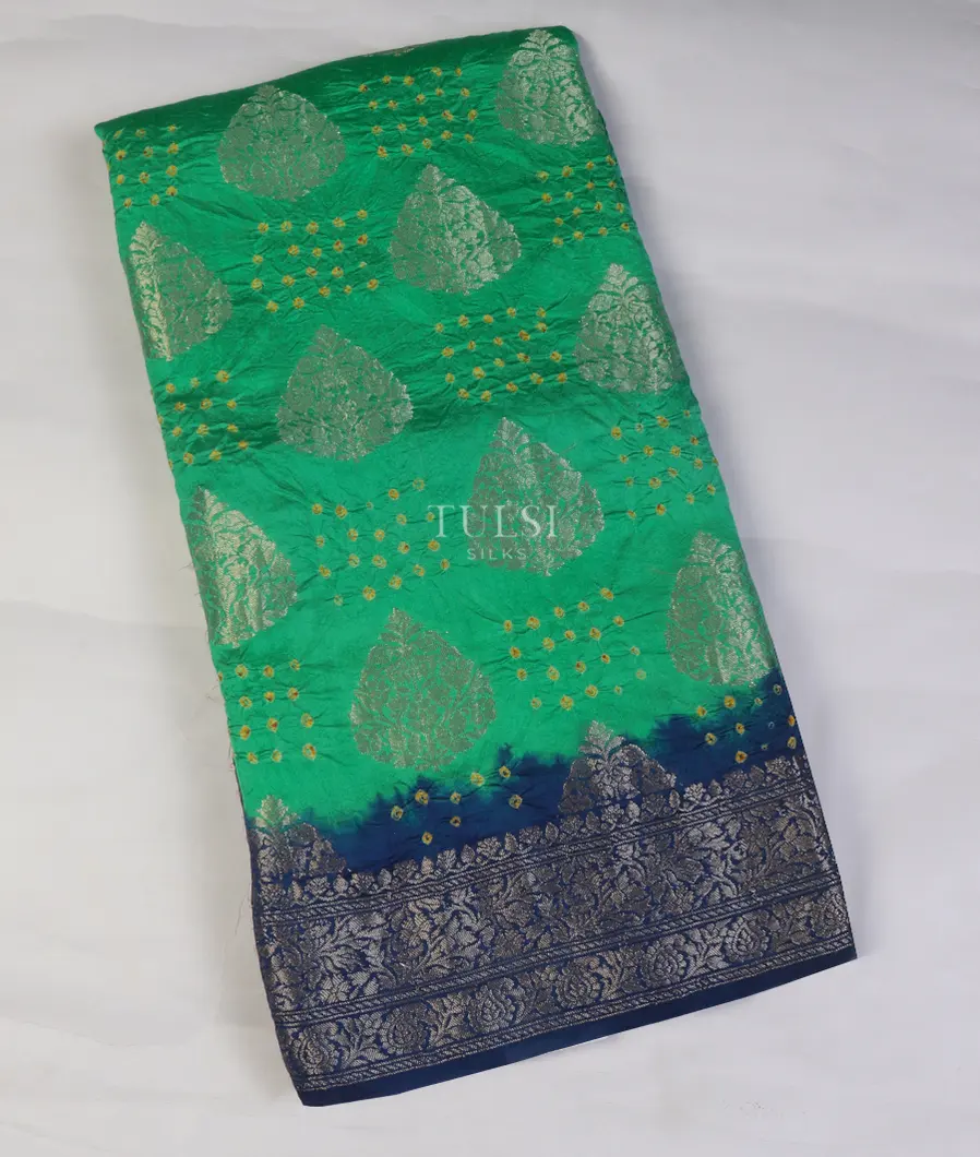 Green Bandhani Chaniya Silk Saree T377887-1-image