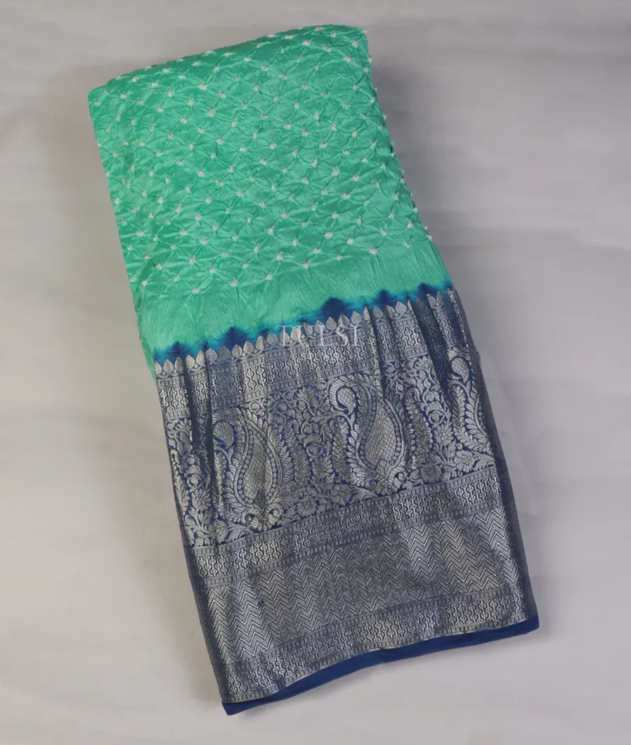 Light Turquoise Blue Bandhani Chaniya Silk Saree T569044-image