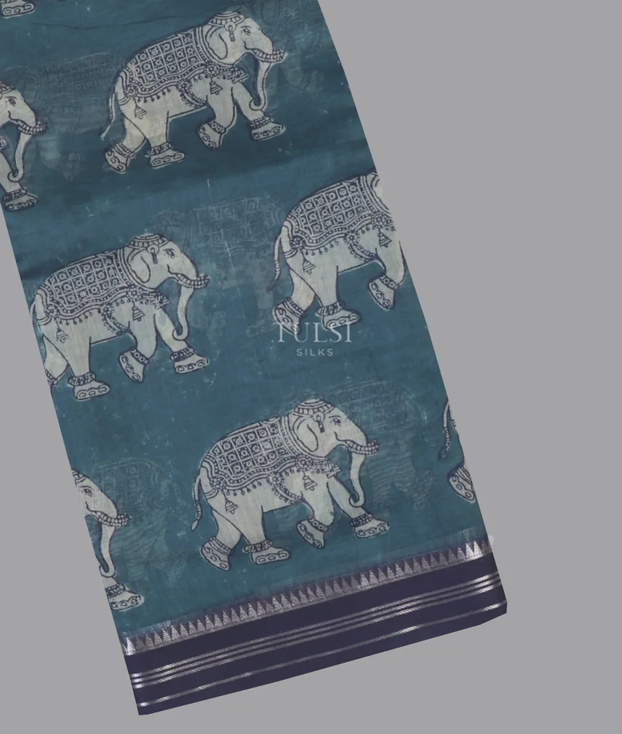 Blue Soft Printed Cotton Saree T640984-image