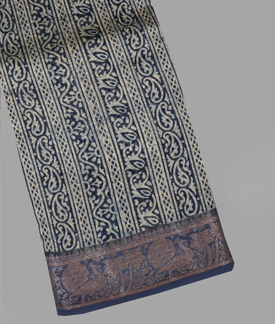 Blue Soft Printed Cotton Saree T661465-image