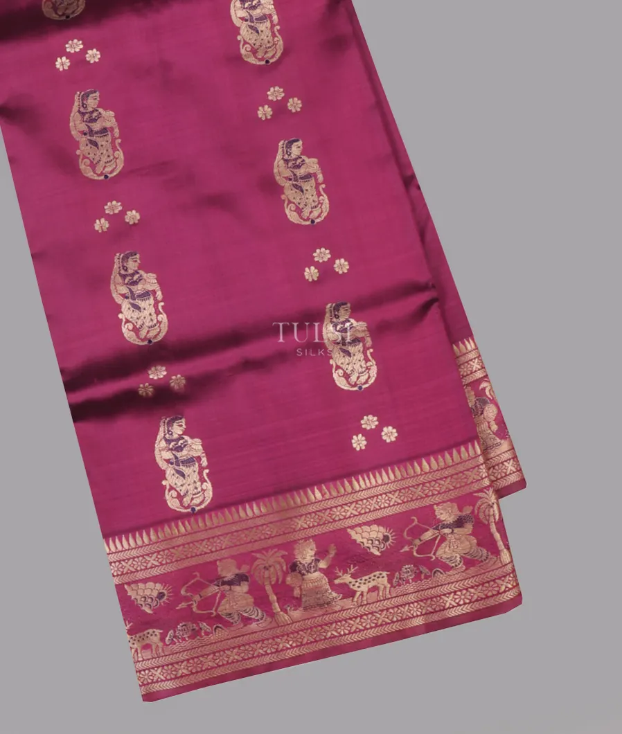 Pinkish Purple Baluchari Silk Saree T594429-image