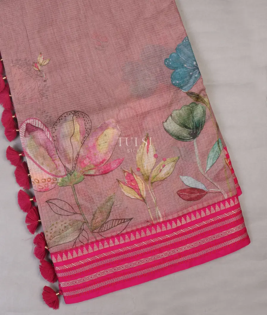 Pink Pure Mercerised Cotton Saree T662369-image