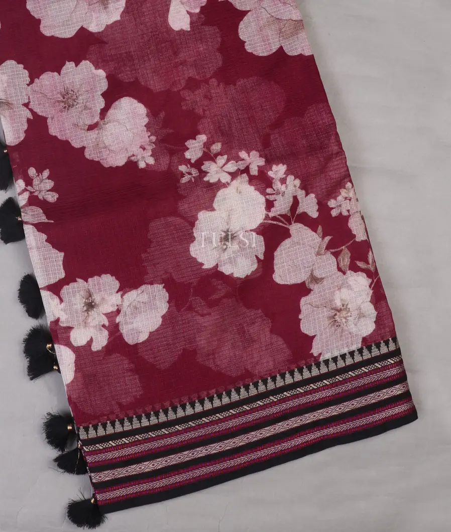 Maroon Pure Mercerised Cotton Saree T662365-image