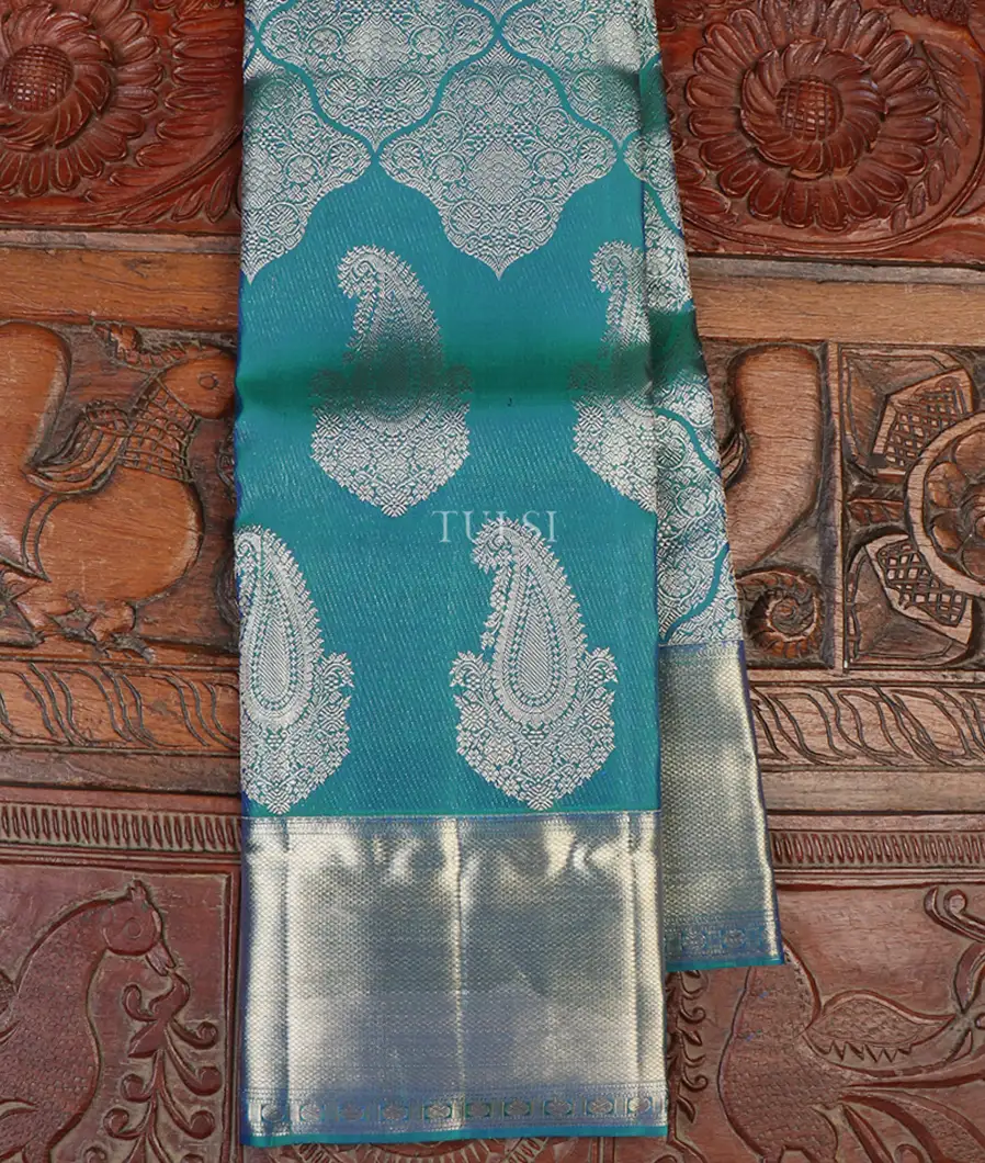 Peacock Blue Kanjivaram Silk Saree T660064-image