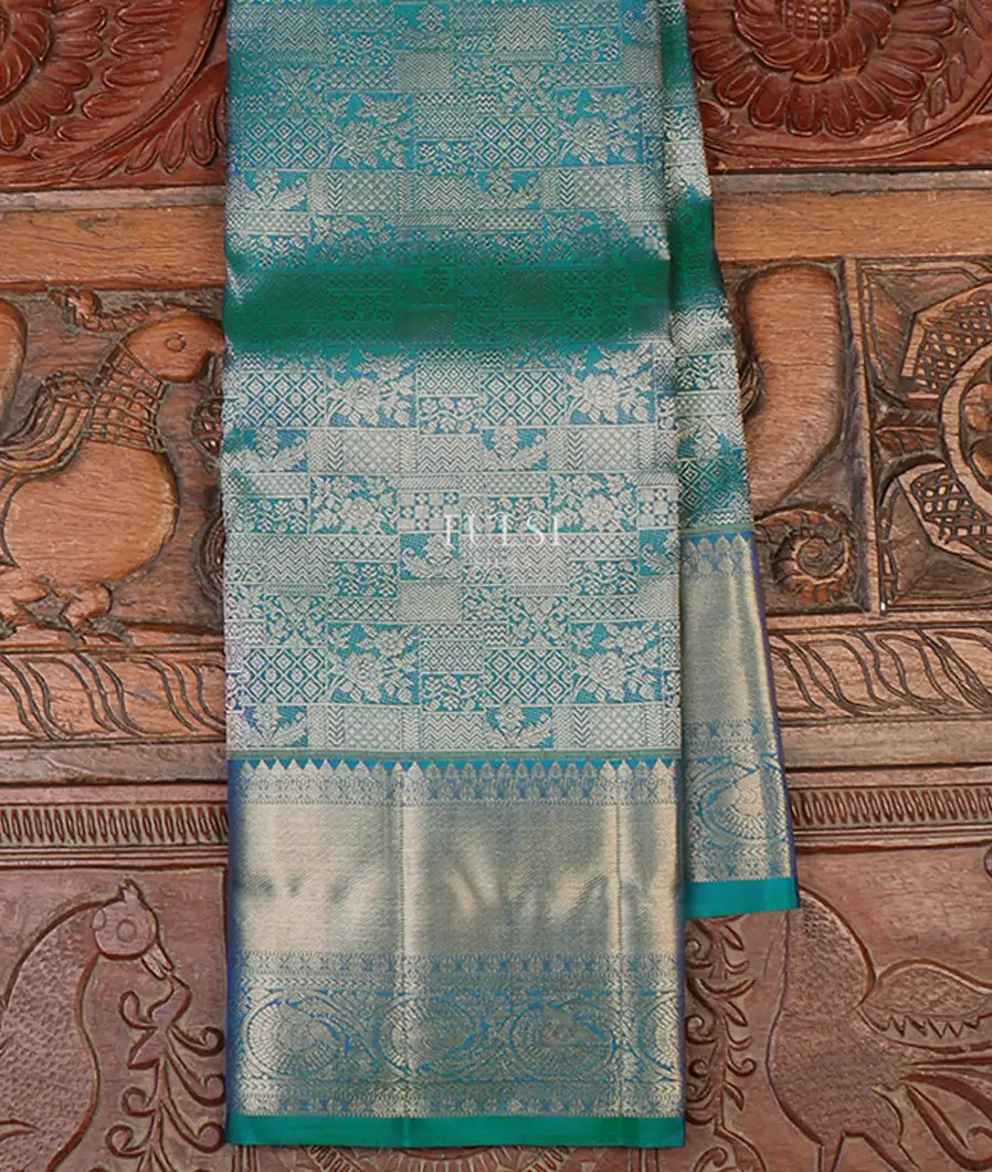 Peacock Blue Kanjivaram Silk Saree T660111-image