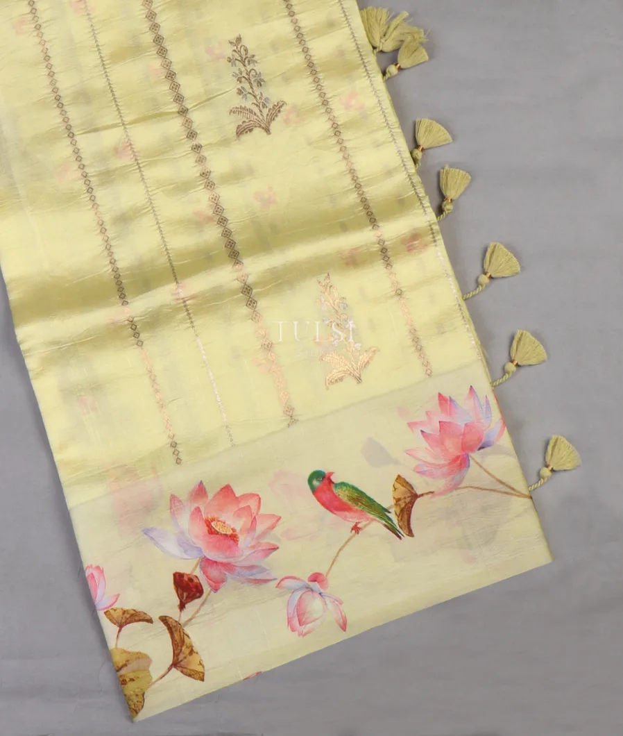 Pale Yellow Chaniya Silk Saree T602627-image