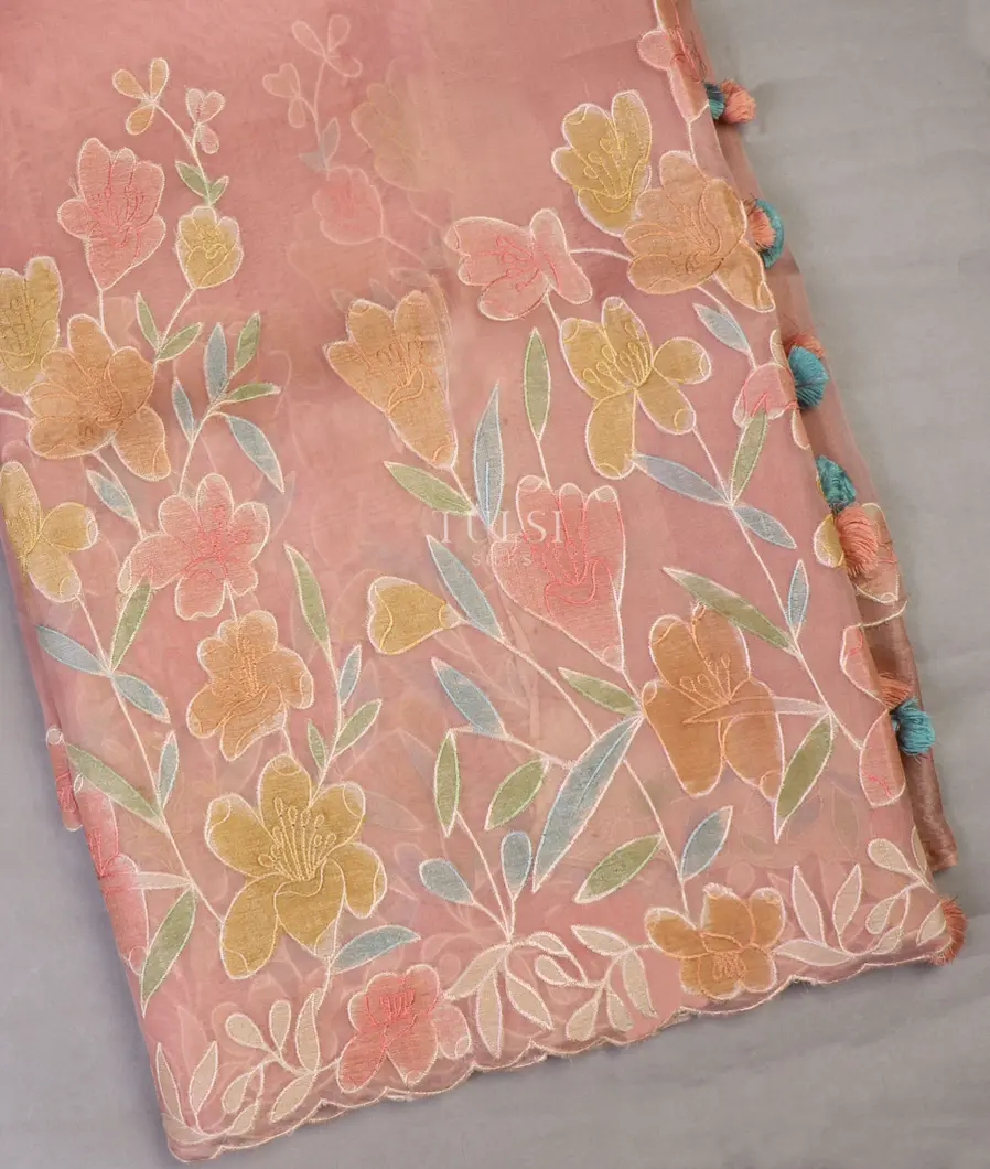 Pink Kora Organza Embroidery Saree T653885-image