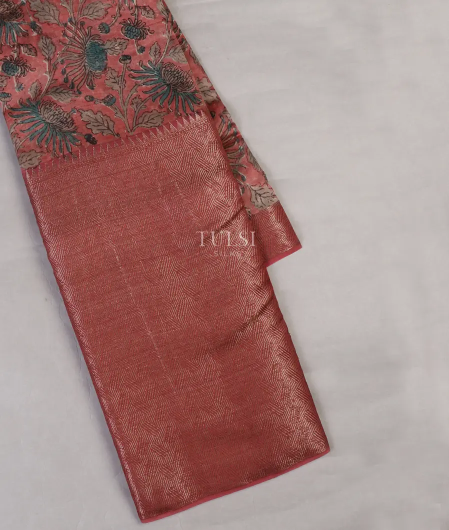 Pink Soft Printed Cotton Saree T654666-image