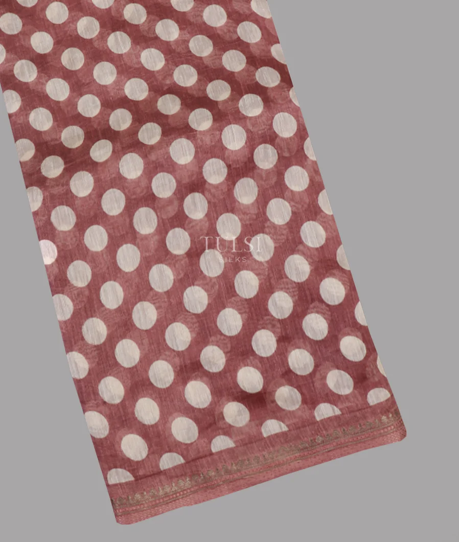Purplish Brown Linen Printed Saree T620285-1-image