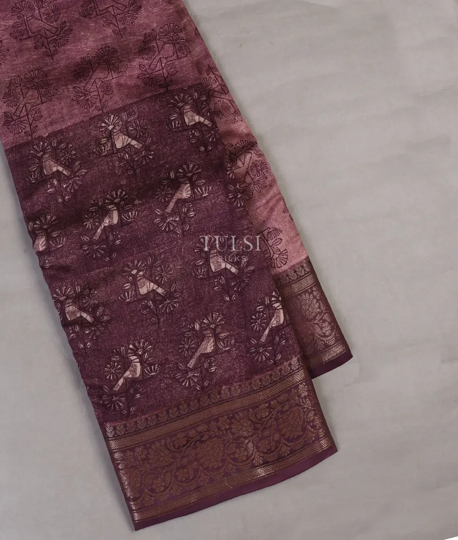 Purple Soft Printed Cotton Saree T654660-image