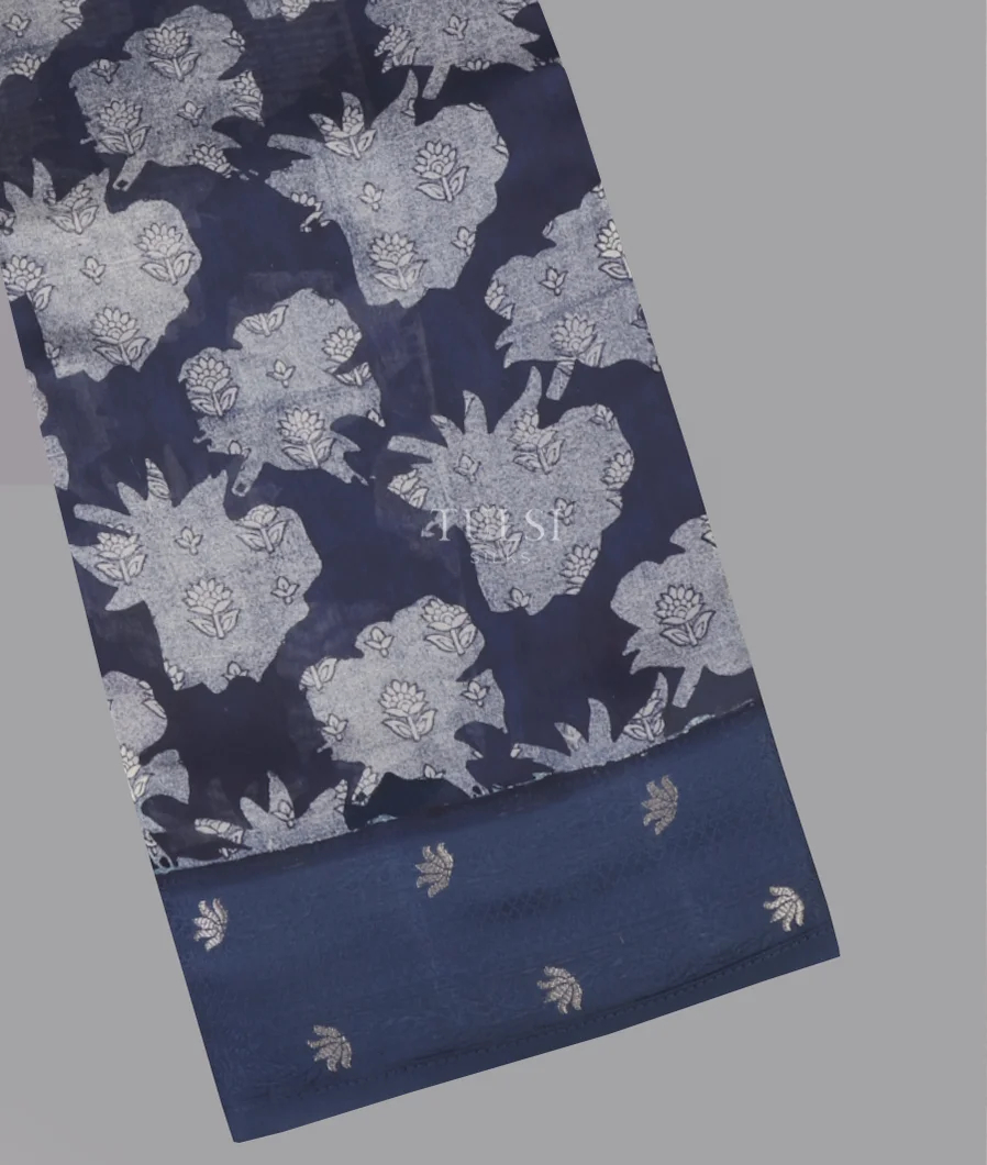 Blue Soft Printed Cotton Saree T661458-image
