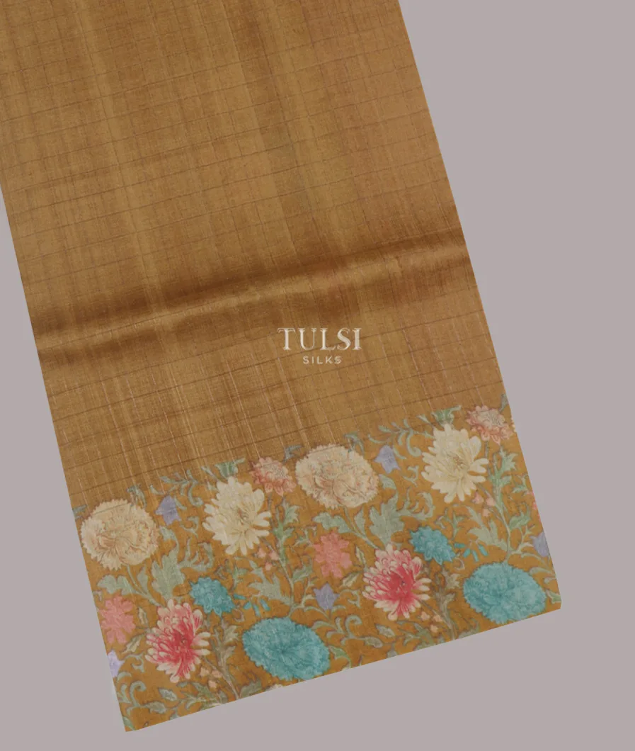 Golden Brown Tussar Printed Saree T626519-image